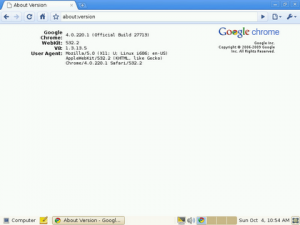 Google Chrome OS Version Screen