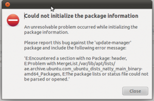 วิธีการแก้ปัญหา Could not initialize the package information